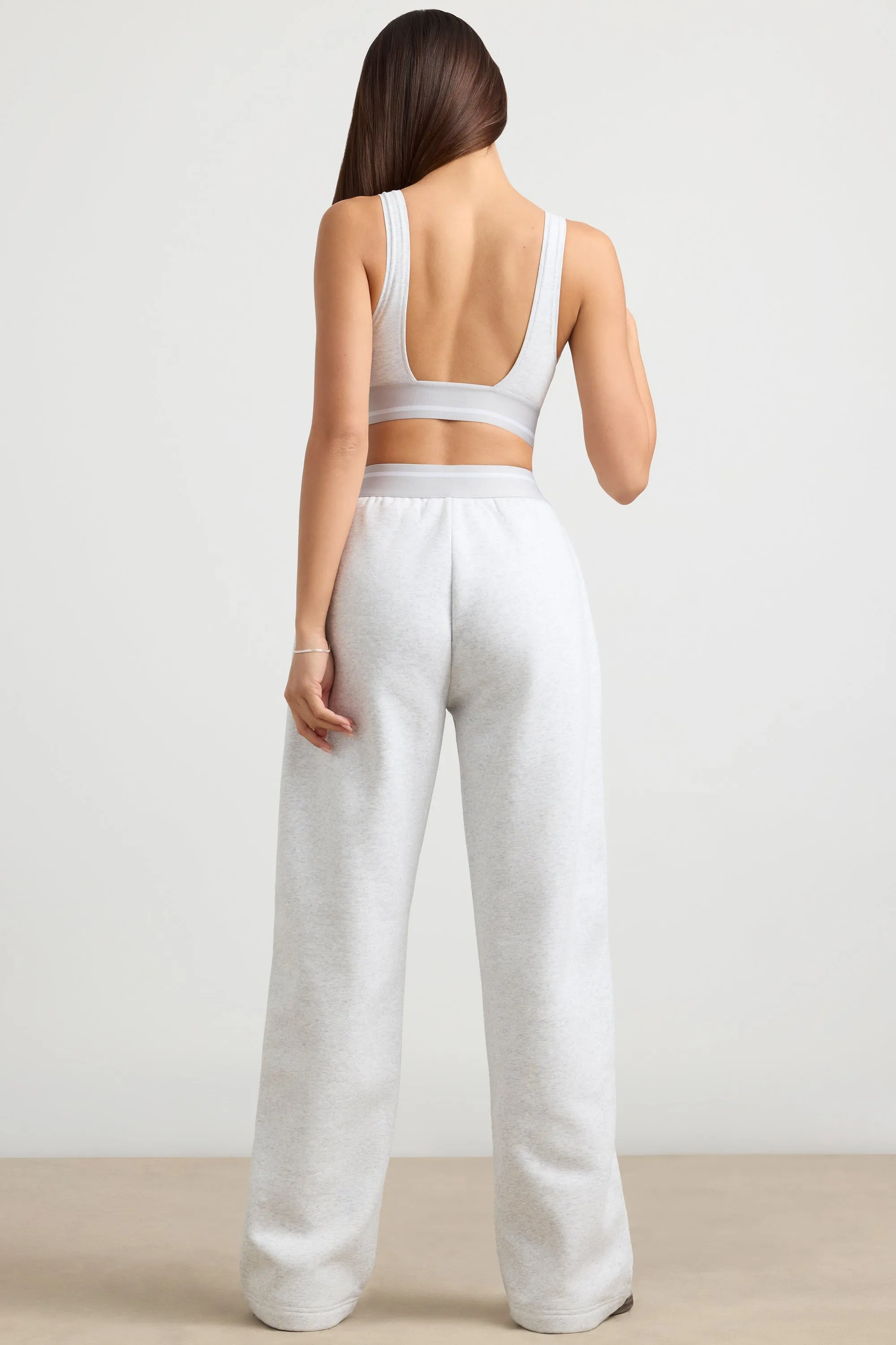Petite High-Waist Straight-Leg Joggers in Grey Marl sold by Oh Polly product image thumbnail 2