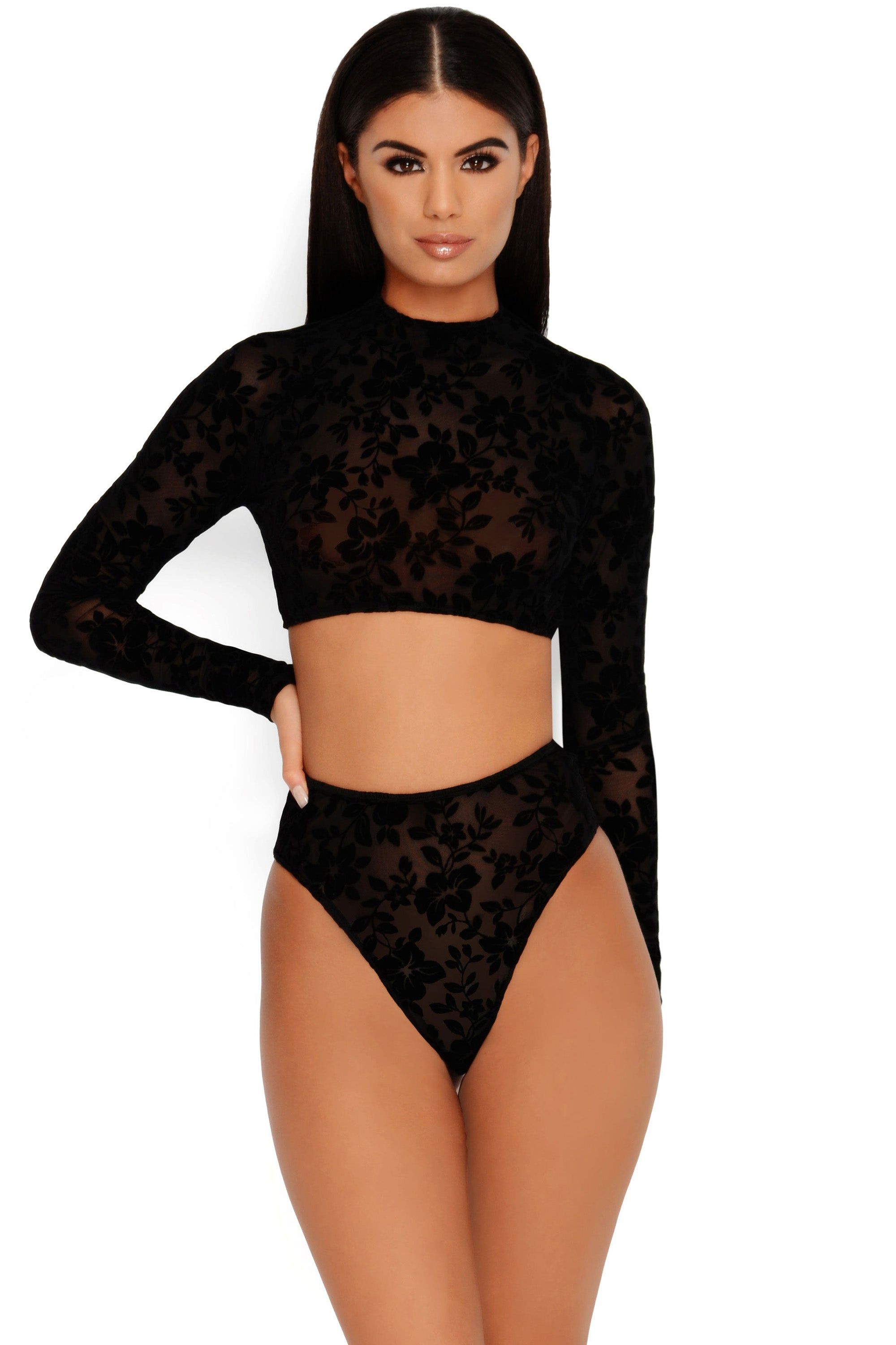 Sheerly Beloved Sheer Crop Top in Black sold by Oh Polly