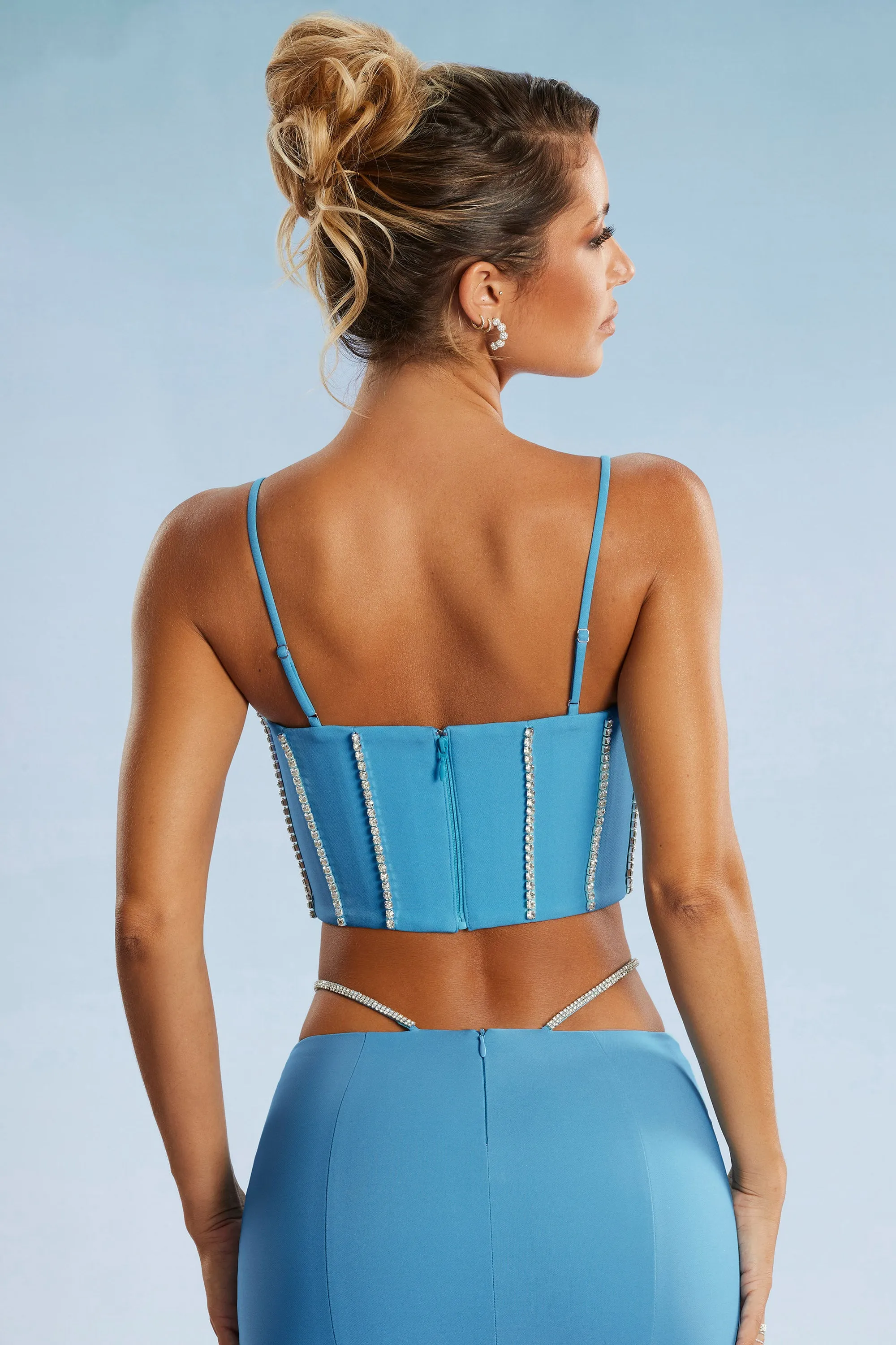 Embellished Corset Crop Top in Blue sold by Oh Polly product image thumbnail 2
