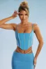 Embellished Corset Crop Top in Blue sold by Oh Polly