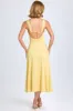 Sweetheart-Neck Ruched Midaxi Dress in Pastel Yellow sold by Oh Polly
