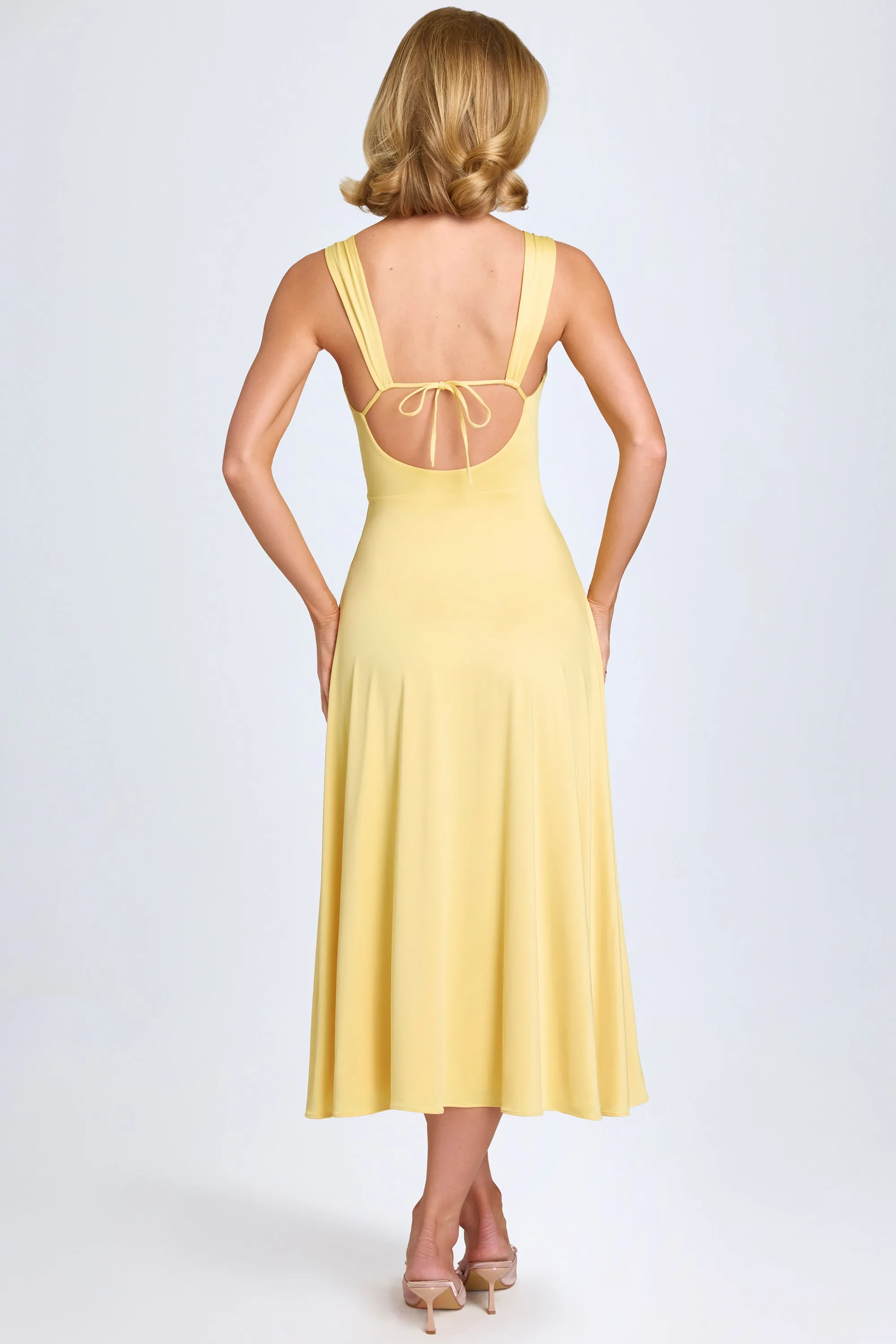 Sweetheart-Neck Ruched Midaxi Dress in Pastel Yellow sold by Oh Polly product image thumbnail 3