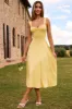 Sweetheart-Neck Ruched Midaxi Dress in Pastel Yellow sold by Oh Polly