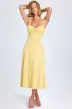Sweetheart-Neck Ruched Midaxi Dress in Pastel Yellow sold by Oh Polly