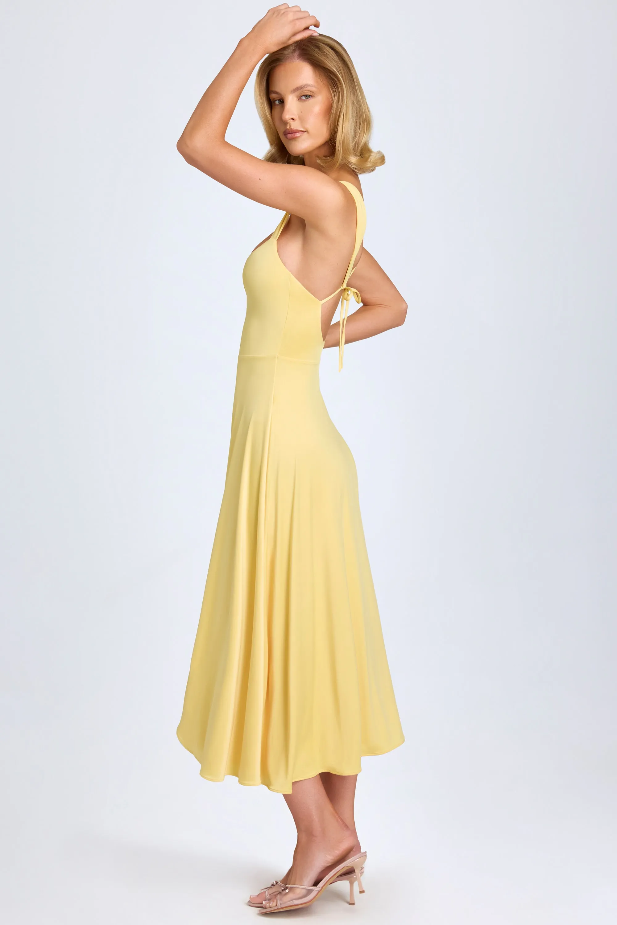 Sweetheart-Neck Ruched Midaxi Dress in Pastel Yellow sold by Oh Polly product image thumbnail 4
