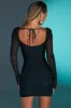 Embellished Long Sleeve Mini Dress in Black sold by Oh Polly