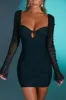 Embellished Long Sleeve Mini Dress in Black sold by Oh Polly