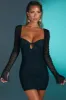 Embellished Long Sleeve Mini Dress in Black sold by Oh Polly