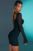 Embellished Long Sleeve Mini Dress in Black sold by Oh Polly