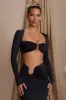 Long Sleeve Ruched Crop Top in Black sold by Oh Polly