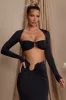 Long Sleeve Ruched Crop Top in Black sold by Oh Polly