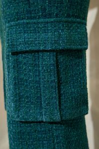 Tweed Straight Leg Cargo Trousers in Teal sold by Oh Polly