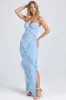 Plissé Ruffle-Trim Maxi Dress in Powder Blue sold by Oh Polly