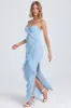 Plissé Ruffle-Trim Maxi Dress in Powder Blue sold by Oh Polly