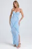 Plissé Ruffle-Trim Maxi Dress in Powder Blue sold by Oh Polly