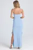 Plissé Ruffle-Trim Maxi Dress in Powder Blue sold by Oh Polly