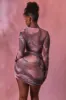 High Neck Long Sleeve Mesh Bodysuit in Blush sold by Oh Polly