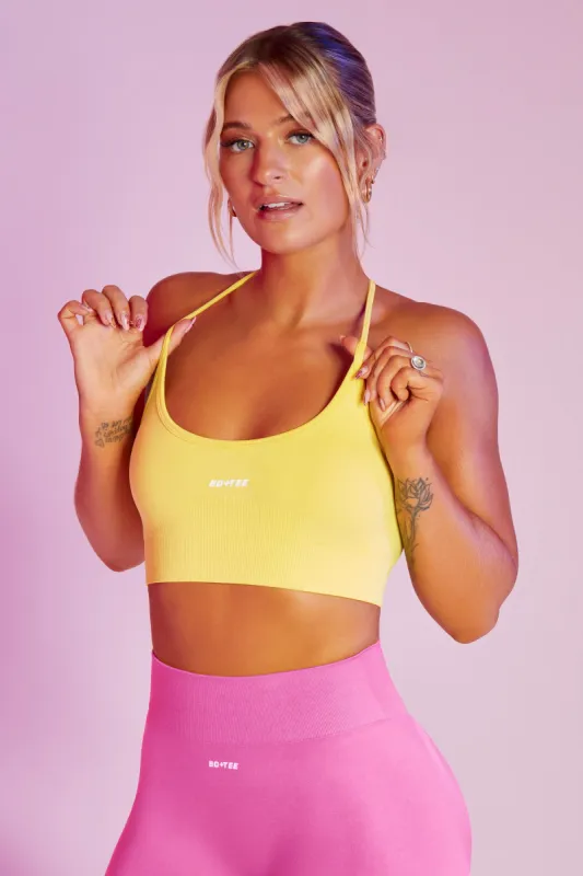Seamless High Strap Crop Top in Yellow sold by Oh Polly