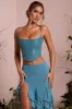Lace Corset Crop Top in Teal sold by Oh Polly