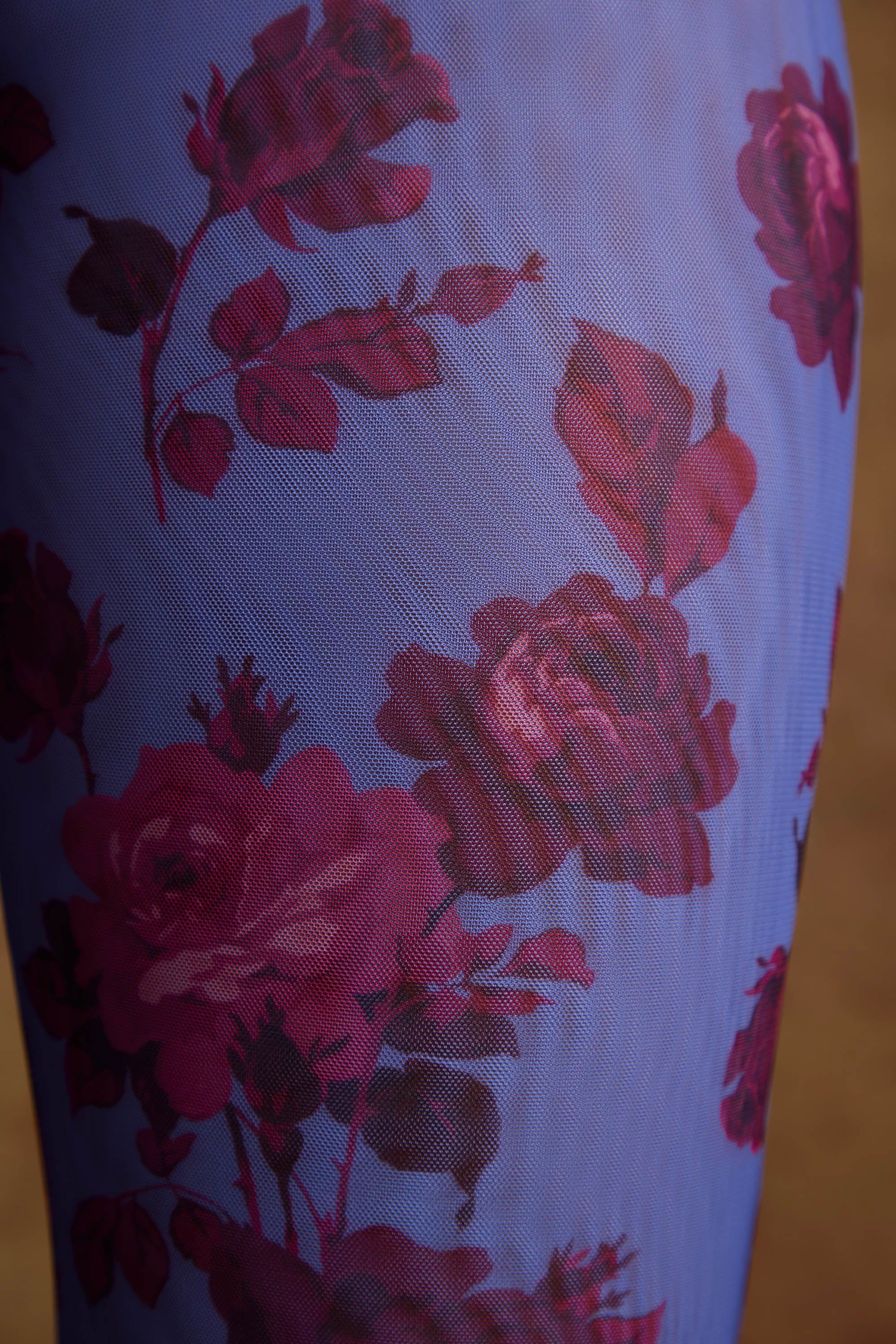 Tall Split Flare Ruffle Trousers in Periwinkle Print sold by Oh Polly product image thumbnail 5