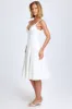 Bow-Detail Lace-Trim A-Line Midi Dress in White sold by Oh Polly