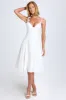 Bow-Detail Lace-Trim A-Line Midi Dress in White sold by Oh Polly