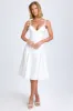 Bow-Detail Lace-Trim A-Line Midi Dress in White sold by Oh Polly