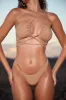 Asymmetric Thong Bikini Bottoms in Gold sold by Oh Polly