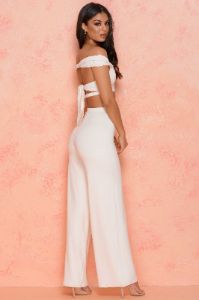 Low Key Petite High Waisted Trousers in Ivory sold by Oh Polly