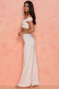 Low Key Petite High Waisted Trousers in Ivory sold by Oh Polly