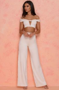 Low Key Petite High Waisted Trousers in Ivory sold by Oh Polly