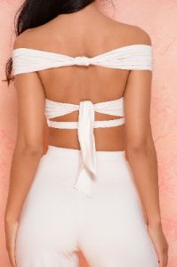 Low Key Petite High Waisted Trousers in Ivory sold by Oh Polly