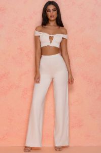 Low Key Petite High Waisted Trousers in Ivory sold by Oh Polly