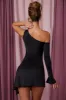 Asymmetric Single Sleeve Mini Dress in Black sold by Oh Polly