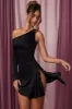 Asymmetric Single Sleeve Mini Dress in Black sold by Oh Polly