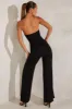Petite Bandeau Wide Leg Jumpsuit in Black sold by Oh Polly
