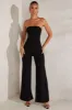 Petite Bandeau Wide Leg Jumpsuit in Black sold by Oh Polly