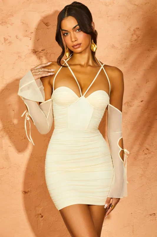 Off The Shoulder Mini Dress in Ivory sold by Oh Polly