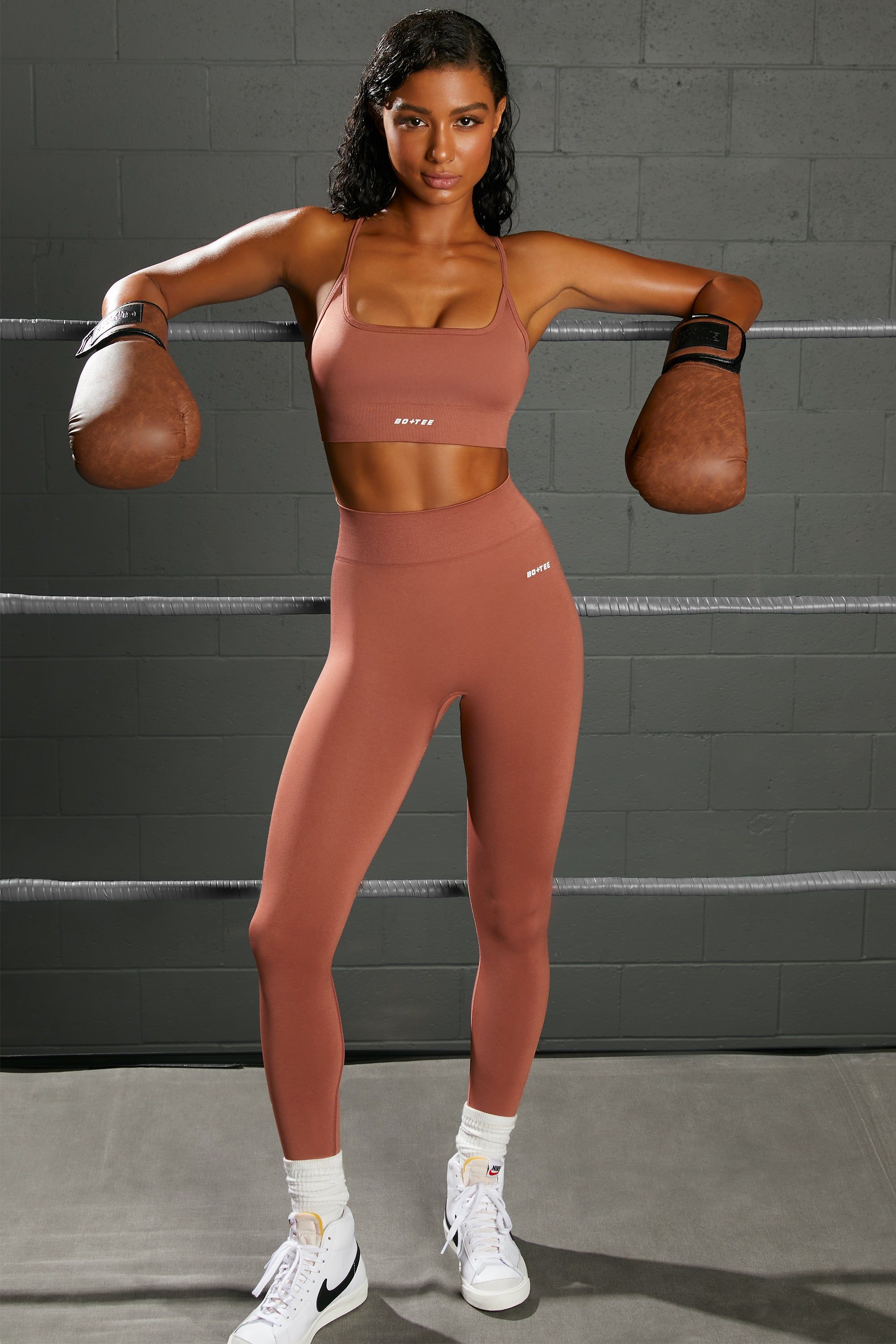 Square Neck Seamless Sports Bra in Rust sold by Oh Polly product image thumbnail 6