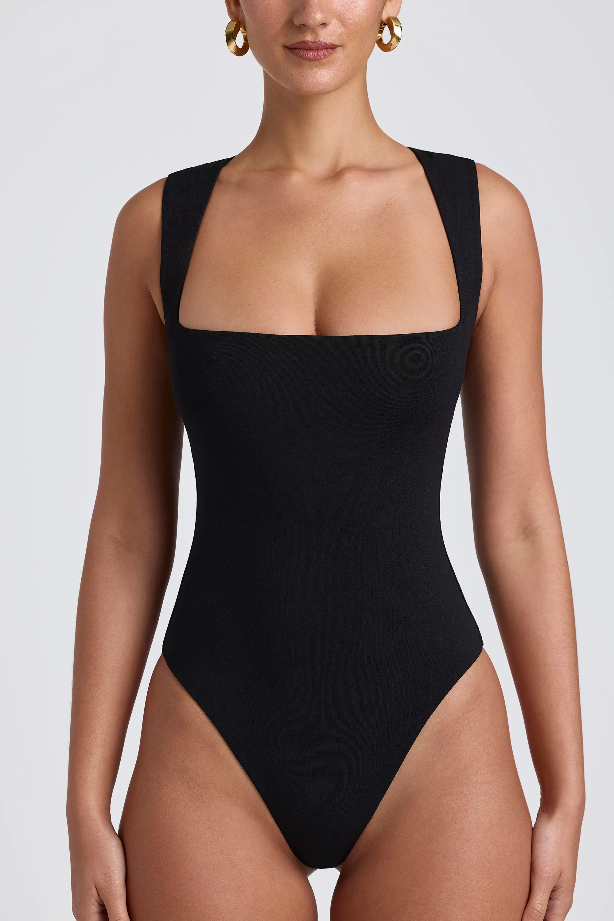 Modal Square-Neck Bodysuit in Black sold by Oh Polly product image thumbnail 4