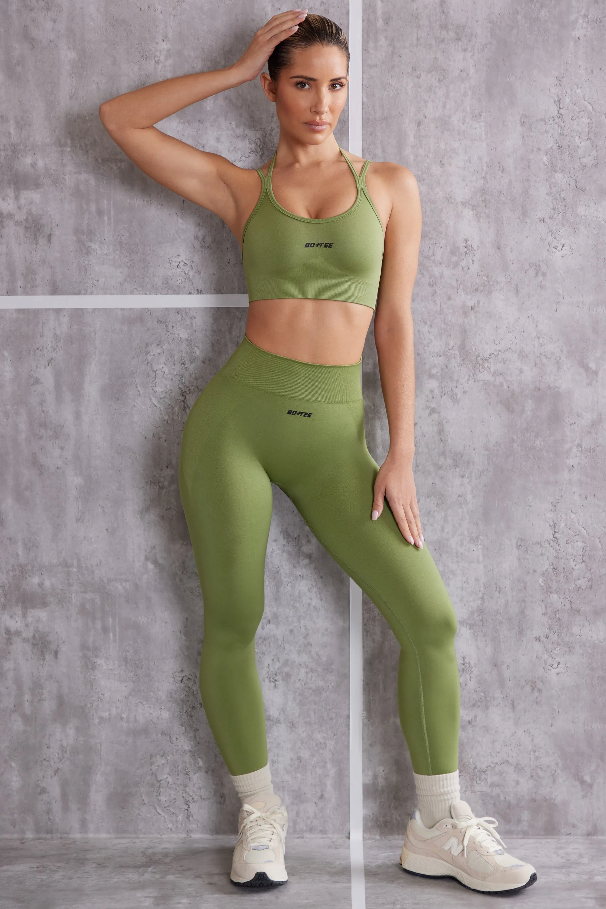 High Waist Seamless Leggings in Olive sold by Oh Polly product image thumbnail 2