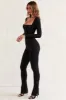 Long Sleeve Square Neck Jumpsuit in Black sold by Oh Polly
