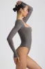 Ribbed Modal Long Sleeve Bodysuit in Grey sold by Oh Polly