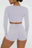 Long Sleeve High Neck Zip Crop Top in Lilac sold by Oh Polly