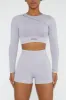 Long Sleeve High Neck Zip Crop Top in Lilac sold by Oh Polly