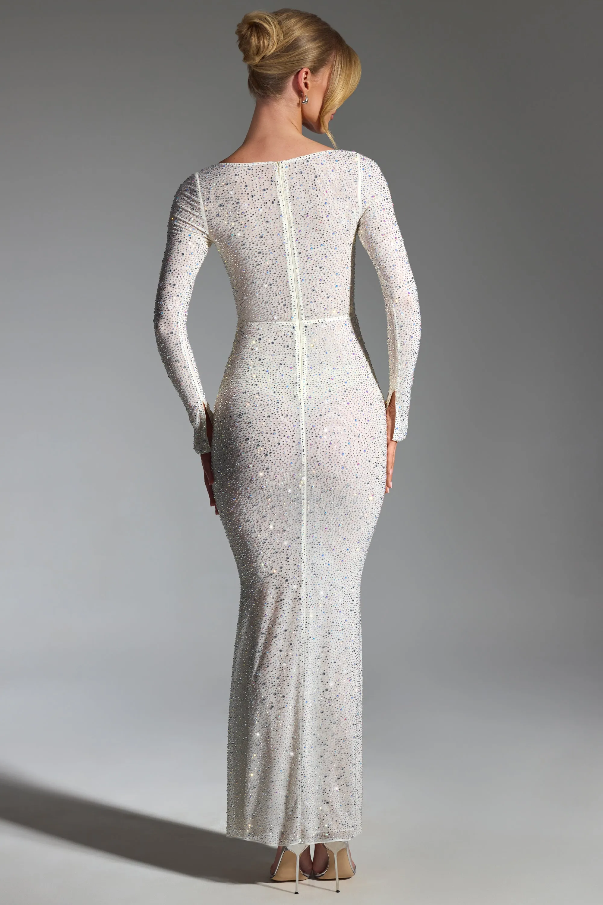 Embellished Fishtail Maxi Dress in White sold by Oh Polly product image thumbnail 2