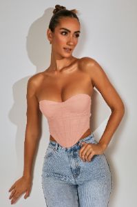 Mesh Overlay Corset Top in Blush sold by Oh Polly