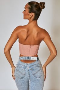 Mesh Overlay Corset Top in Blush sold by Oh Polly