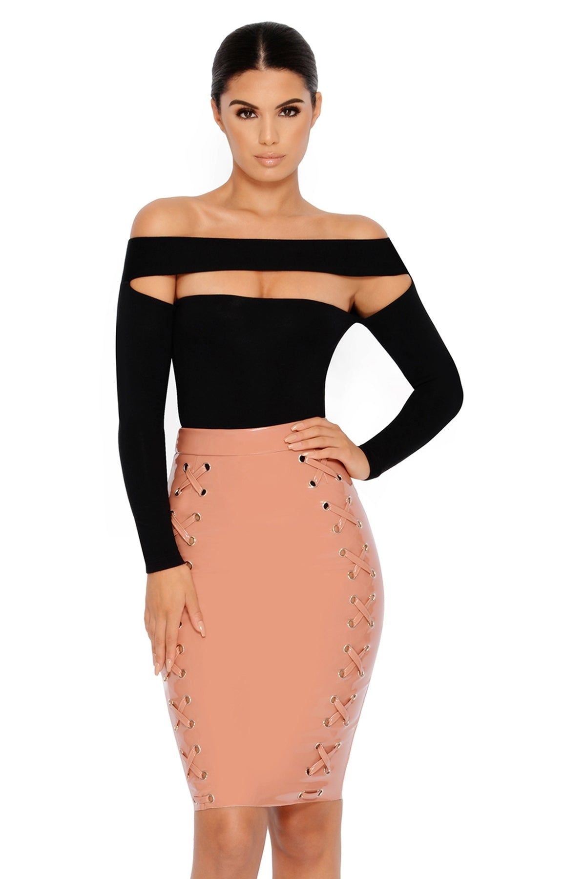 Strip Down Off The Shoulder Bardot Bodysuit in Black sold by Oh Polly product image thumbnail 9