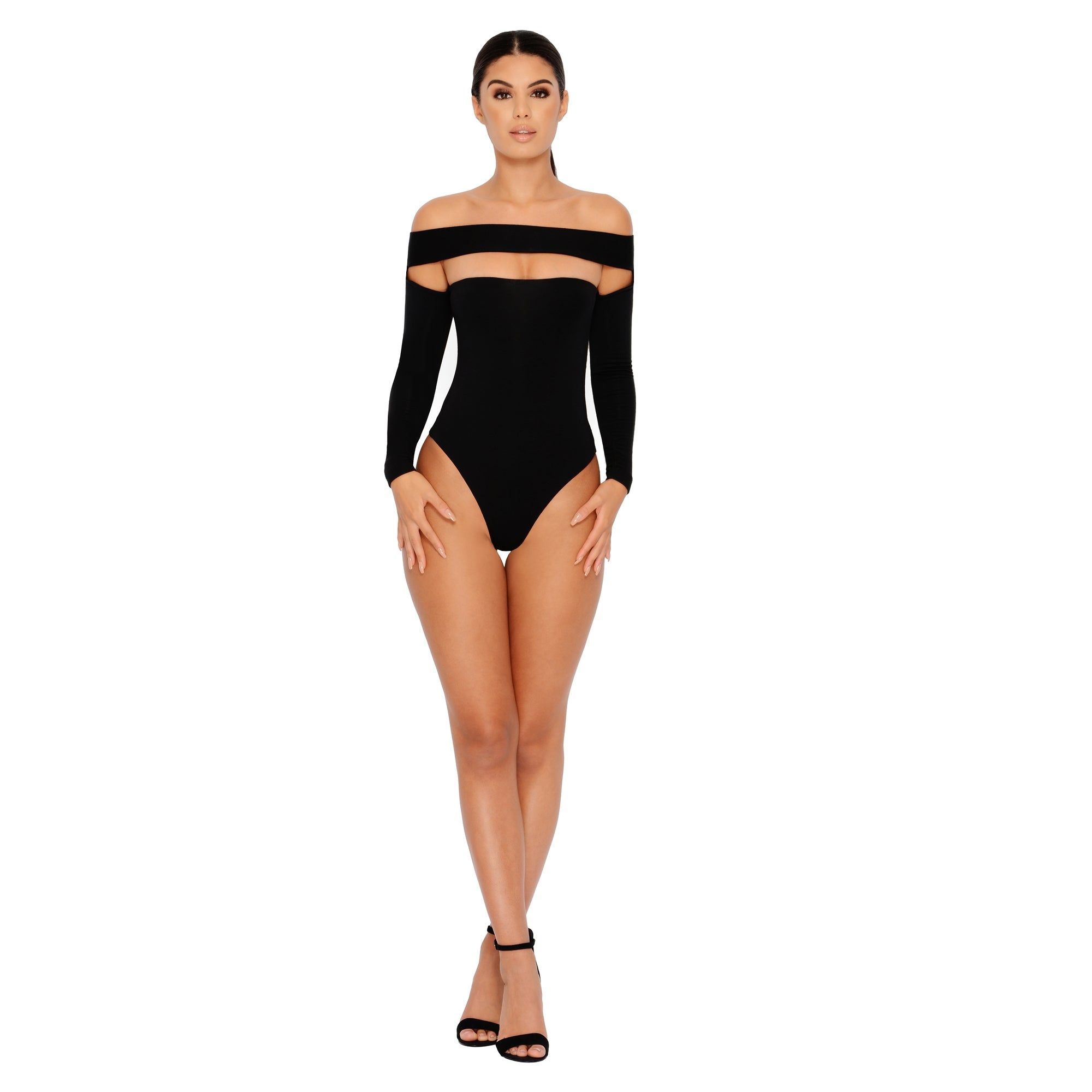 Strip Down Off The Shoulder Bardot Bodysuit in Black sold by Oh Polly product image thumbnail 7